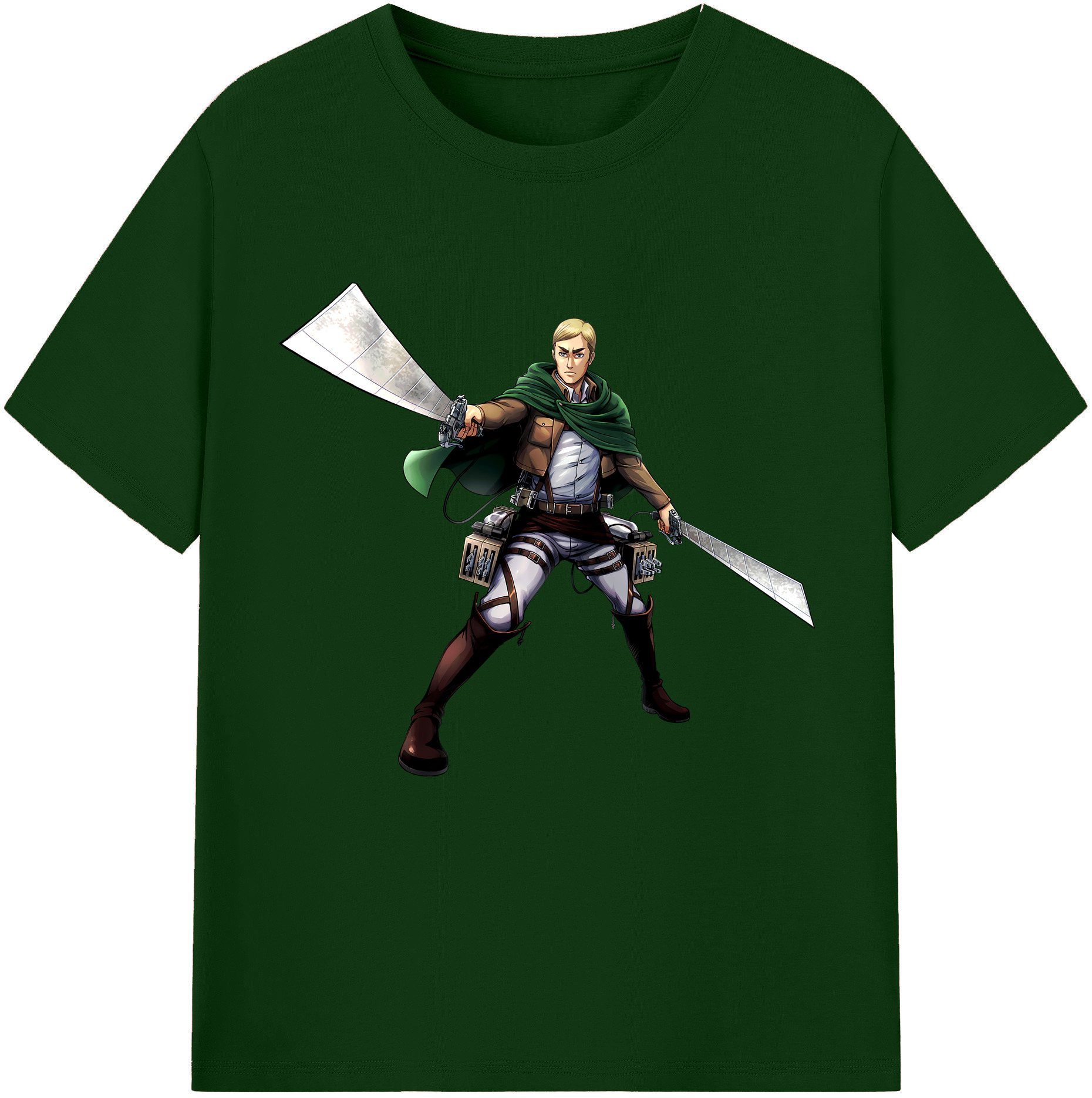 （画像用） 進撃の巨人 エルヴィン・スミス Attack on Titan Erwin Smith 綿100％半袖Tシャツ（フロントプリント）
